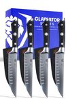 DALSTRONG Steak Knife Set - 4-Piece - 5 inch Straight-Edge Blade - Gladiator Series Elite - Forged German High-Carbon Steel - Black G10 Handle - Sheaths - Dinner Set Kitchen Knives - NSF Certified
