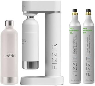 White Stainless Steel Sparkling Water Maker with 2 CO2 Cylinders & 1L Reusable Stainless Steel Bottle For Soda Makers