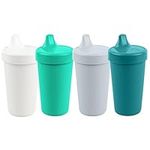 Re Play 4pk - 10 oz. No Spill Sippy Cups for Baby, Toddler, and Child Feeding in Aqua, White, Grey and Teal- BPA Free - Made in USA from Eco Friendly Recycled Milk Jugs - Modern Mint