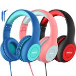 EarFun Kids Headphones 3 Packs, Foldable Headphones for kids, 85/94dB Volume Limiter, Sharing Function, Stereo Sound, Adjustable Headband, Children Wired Headphones with mic for School/Travel/Phone