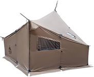 OneTigris COZSHACK Hot Tent, Large Spacious 4 Person Tent with Stove Jack, Windproof Waterproof tent for Wood Stove Bushcraft Camping Travel Truck Family (Coyote Brown)