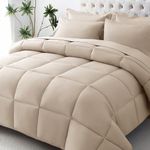 JOLLYVOGUE Beige King Size Comforter Set - Ultra-Soft Bedding Set for All-Season Warmth - Bed in a Bag 7 Pieces with Sheets, Pillowcases & Shams