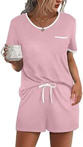 Ekouaer Pajamas Set for Women Cute Sleepwear Soft Comfy Shorts Cotton Nightwear Halloween Pjs Pink