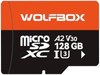 WOLFBOX 128GB microSD Card with Adapter, Up to 100MB/s, U3 A1 V30 High Transfer Speed, Supports 4K UHD Video Recording, Suitable for G840S/G930 Mirror Dash Cams