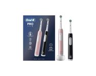 Oral-B PRO Series 1 Electric Toothbrush, Twin Pack, 2 Replacement Brushes, 3 Cleaning Modes and Pressure Sensor for Dental Care, Designed by Braun, Pink/Black