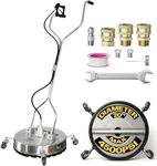 EDOU Direct Dual Handle Pressure Washer Surface Cleaner 20" with Wheels | Stainless Steel | Heavy Duty | 4,500 PSI Max Working Pressure | Includes: 3/8" Quick Connector Kit, Teflon Tape