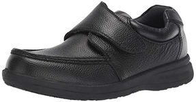 Nunn Bush Men's Cam Strap Hook and Loop Casual Loafer Lightweight Slip On, Black Tumbled, 9