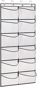 KIMBORA Over The Door Shoe Organizer 12 Large Mesh Pockets Boots Hanging Storage Shoe Rack for Closet White