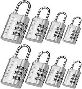 GIVERARE 8 Pack Combination Lock, 3-Digit Padlock Keyless, Resettable Luggage Locks for Backpack, Gym & School & Employee Locker, Weatherproof Travel Lock for Fence, Backyard Gate, Hasp, Case-Silver