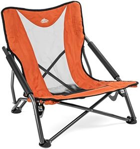 Cascade Mountain Tech Camping Chair - Low Profile Polyester Folding Chair for Camping, Beach, Picnic, Barbeques, Sporting Event with Carry Bag and Cushion Availability, Orange