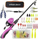 Urban Deco Kids Fishing Starter Kit - Rod and Reel Combos, Portable Telescopic Fishing Rod with Tackle Box for Boys,Girls,Youth,Beginner - Pink