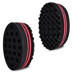 2Pcs Hair Sponge Brushes, ELERA Big Holes (14mm Hole) Afro Curling Hair Sponge for Twists and Dreads, Double Side Coils Wave Hair Twist Sponge Brush for Home and Barber