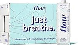 Flow Alkaline Spring Water, 100% Natural Alkaline Water, Eco-Friendly Packaging, Refreshing Taste, Boxed Mineral Water, Natural Electrolytes, Water with pH, Non-GMO, BPA-Free, Pack of 12 x 1L