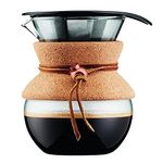 Bodum 17oz Pour Over Coffee Maker, High-Heat Borosilicate Glass with Reusable Stainless Steel Filter and Cork Grip - Made in Portugal