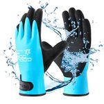 COOLJOB 100% Waterproof Winter Freezer Gloves for Men & Women, Full Rubber Coated, Thermal for Gardening Fishing Construction, Warehouse Cold Refrigeration House, Medium