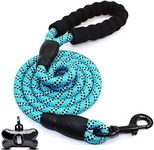 5 FT Strong Dog Leash with Comfortable Padded Handle & Highly Reflective Threads for Medium Large Dogs (Cyan Blue)