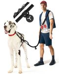 Hands Free Dog Leash with Dog Poop Bag Holder (2 in 1), 8.2ft Waist Belt &Crossbody Dog Leash, Padded Handle, Storage Loops, Adjustable Dog Leash for Walking, Jogging, Running (18-110lbs, Black)