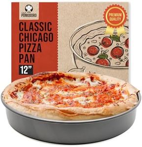 Chef Pomodoro Chicago Deep Dish Pizza Pan 12 Inch, Hard Anodized Aluminum Pizza Pan for Oven, Pre-Seasoned Bakeware Kitchenware, Non-Stick Round Pizza Pans 12-Inch (30 cm)