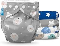 Charlie Banana Cloth Diapers, Reusable, Washable, Adjustable One Size Diaper, for Babies and Toddlers, with Absorbent Inserts - Lullabies, 5 Pack