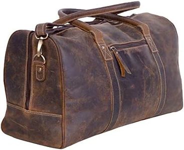 KomalC Leather Travel Duffel Bags for Men and Women Full Grain Leather Overnight Weekend Leather Bags Sports Gym Duffle.