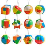 12 Pcs Mini Puzzle Cube,Brain Teasers Puzzles Lock Toy Cubes Keyring Set,IQ Challenge Puzzle Smart Games for Kids Adults Birthday Gifts Easter Egg Party Bag Fillers