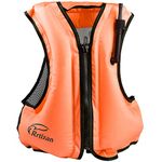 Rrtizan Snorkel Vest Adults Inflatable Swimming Life Jacket for Kayaking Diving Snorkeling Safety (Orange, S-M)