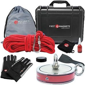 2,080kg Pull - Titan Magnet Fishing Kit with Super High Power 140mm Neodymium Double Eyebolt Magnet | Gloves, Thread Locker, 20M Rope, Cloth, Bag, Tape & Branded Box | Recovery & Treasure Hunting