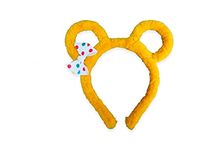 MeiMei Multicolor Spotty Dotty Yellow Circle Bear Ear Hair Bow Headband Headwear Hairwear Hairband, Handmade Girls Women Hair Accessories, Costumes Accessories, 1 Piece (Spot 1, Bear-Ear Headband)