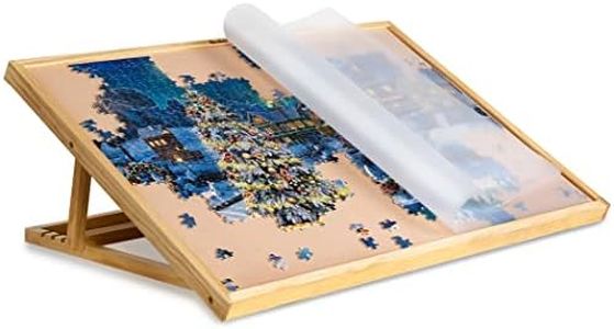 Becko US Adjustable Wooden Puzzle Board with A Cover Jigsaw Puzzle Plateau Puzzle Easel for Adults and Kids for Puzzles Up to 1000 Pieces
