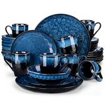 vancasso Starry Blue Dinner Set, Reactive Glaze Dinnerware Tableware, 32-Piece Dinner Service with 11in Dinner Plate, 8in Dessert Plate, 7in Bowl and 330ml Mug, Service for 8