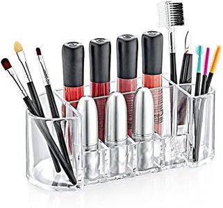 Boxup Makeup Organizer - 8 Compartments Lipstick Holder And Skin Care Desk Accessories, Cute Small Beauty Cosmetics Table Organizers For Women & Teen Girls, Pretty Lip Stick Gloss Storage Stand