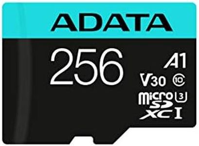 ADATA 256GB Premier Pro microSDXC/SDHC UHS-I Memory Card with Adapter - C10, U3, V30, 4K, A2, Micro SD - AUSDX256GUI3V30SA2-RA1 (256GB)