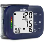 Blood Pressure Monitor Wrist Blood Pressure Machine Digital Automatic BP Cuff Monitors with Irregular Heartbeat Detection Large Display 2x60 Memory 5.3"-8.5" Adjustable Cuff for Home Use Blue