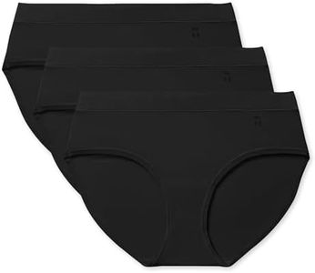 Tommy John Women's Cool Cotton Briefs, Silky Soft Stretch Fabric Seamless Hipster Style Briefs, Panties Full Coverage, Cotton Sporty Panties for Women, Black, Large (Pack of 3)