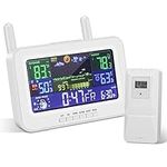 Weather Stations with Outdoor Sensor, Wireless Digital Alarm Clock Weather Station for Home- Lcd Weather Stations with Alert and Temperature/Humidity/Forecast/Moon Phase/Alarm Clock/Date Time