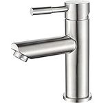 Ibergrif M11103 Bathroom Sink Taps, Basin Mixer Taps for Bathroom, Single Lever, Chrome, Hot and Cold, with UK Standard Hoses