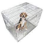 Ellie-Bo Silver Standard Large 36-inch Folding 2-Door Dog Cage/Crate with Metal Tray