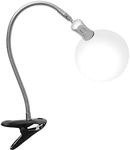 PURElite Clip-on Magnifying Light – Table Lamp & Desk Lamp, Flexible Neck, Natural LED Daylight Bulbs for Reading, Needlework, Sewing, Crafting, Battery Powered, Black,Silver
