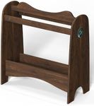 Vovamo Pine Wood Saddle Rack for Western/English Saddles, Classic Brown Curved Wave Designed Saddle Stand with Storage Shelf&Hook,Display for Living Room/Tack Room/Club, Equestrian Gift