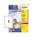 Avery L7167 Printable, Customisable Parcel Shipping Labels, Laser Printers, 1 Label Per A4 Sheet, 40 Labels, UltraGrip, White