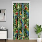Feelyou Green Parrot Doorway Curtain Privacy Tropical Birds 30%-50% Room Darkening Blackout Curtain 1 Panel, 59"x80" Palm Tree Print Door Cover Curtain Farmhouse Garden Window Treatments