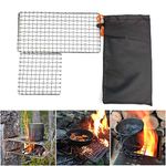 Rayeeley 2-Pack Stainless Steel Mesh Camping Grill, Bushcraft Grills Backpacker Barbecue Grills, Campfire Cooking BBQ Grate, High Strength Outdoor Mesh Gear for Camping, Hiking, Backpacking