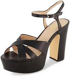 CUSHIONAIRE Women's Foxy platform dress sandal +Memory Foam and Wide Widths Available, Black 8