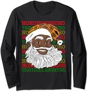 Black Happy Santa Long Sleeve Ho Ho That Melanin Tho Santa