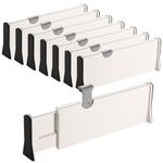 Dyserbuy 8 Pack Adjustable Drawer Divider Organizer, Plastic Dresser Separators with Non-Slip End, 4" High Expandable from 11''-17" for Bedroom, Bathroom, Closet, Office Desk, Kitchen Storage