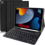 Keyboard Case for iPad 10.2 9th Generation(2021)- Case with Keyboard 10.2 inch,Detachable Wireless Keyboard Case with Pencil Holder, (UK Layout) Keyboard for ipad 9th Generation/8th Gen/7th-Black