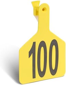Cattle Ear Tags with 001-100 Numbers Large 1-Piece Z Livestock Ear Tags for Cow Goat Sheep Pig Calves Dog,Animal ID Identification Tag 4.4"x 3",Yellow