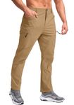 Pudolla Men's Hiking Cargo Pants Water Resistant Lightweight Quick Dry Breathable Work Pants with 7 Pockets for Outdoor, Deep Khaki, Medium