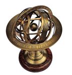 Castle Instruments Antique Brass 11" Armillary Sphere Globe Astrolabe Zodiac Engraved Celestial Globe Wooden Base