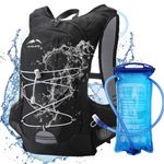 Augot Hydration Backpack, 20L Insulated Hydration Pack with 2L Hydration Bladder Running Water Backpack with Insulated Compartment Lightweight Cycling Water Bag for Running Cycling Hiking (Black)